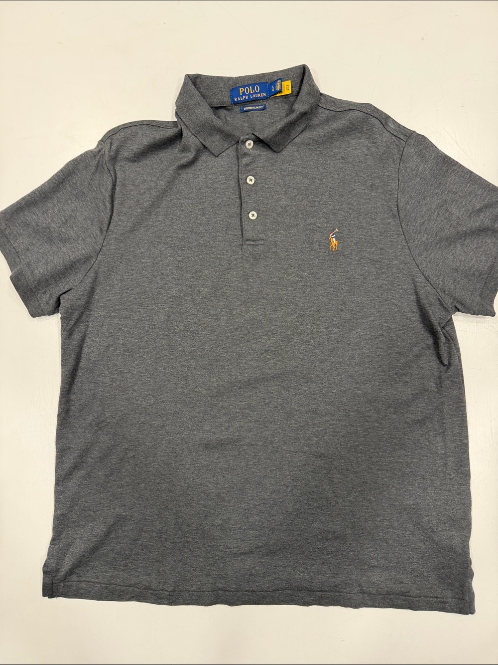 Polo by Ralph Lauren Heather Gray Short Sleeve Polo with Embroidered Pony